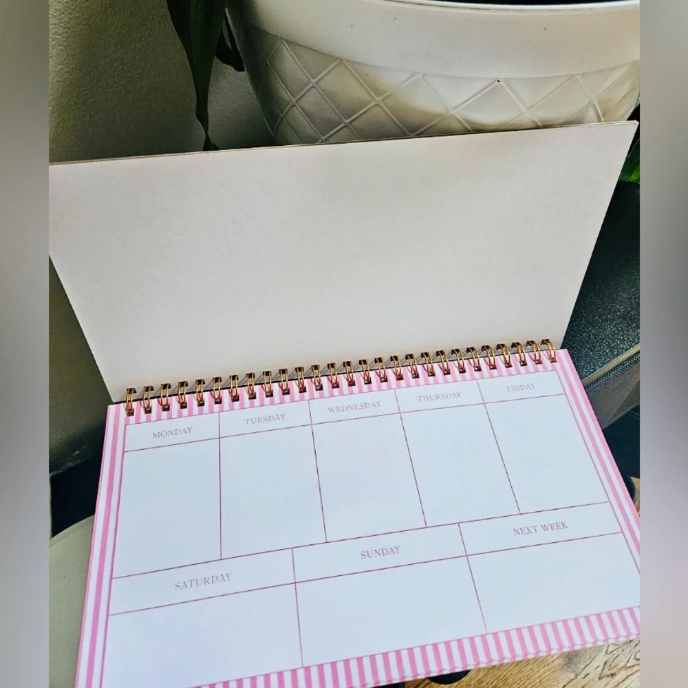 Un-Dated Weekly Planner Scheduling Calendar Boon - Pink & Red Cherry 🍒 Print NEW